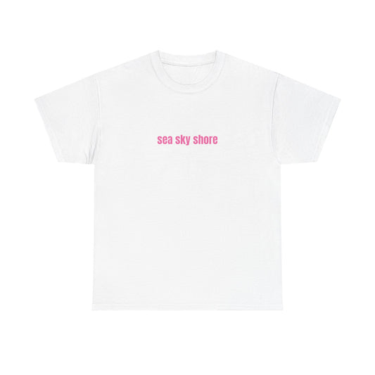 SEA SKY SHORE TSHIRT PINK LETTERS